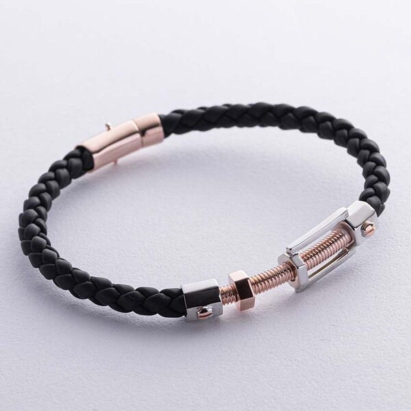 Каучуковий браслет Цвях із золотими вставками 038476 детальне зображення ювелірного виробу Каучуковий браслет Цвях із золотими вставками 038476 детальне зображення ювелірного виробу