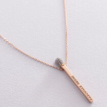 обзорное фото Золотое колье в красном золоте Спичка 031671 Золотые колье с камнями обзорное фото Золотое колье в красном золоте Спичка 031671  Золотые колье с камнями