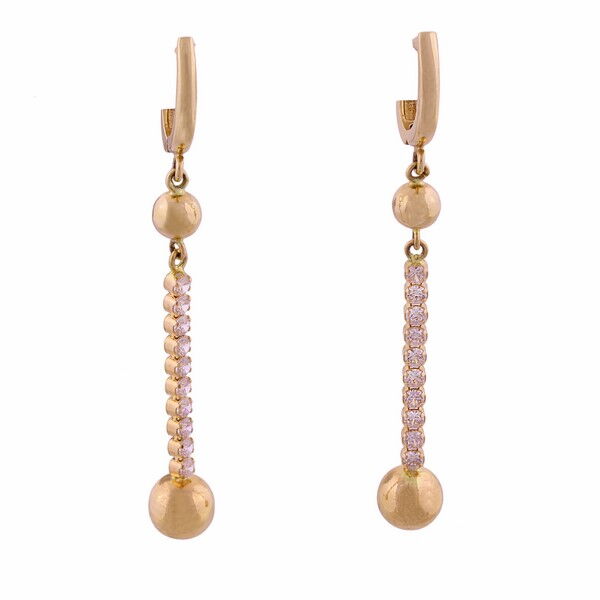 Золотые серьги с цирконием 102472 детальное изображение ювелирного изделия Золотые серьги с фианитом