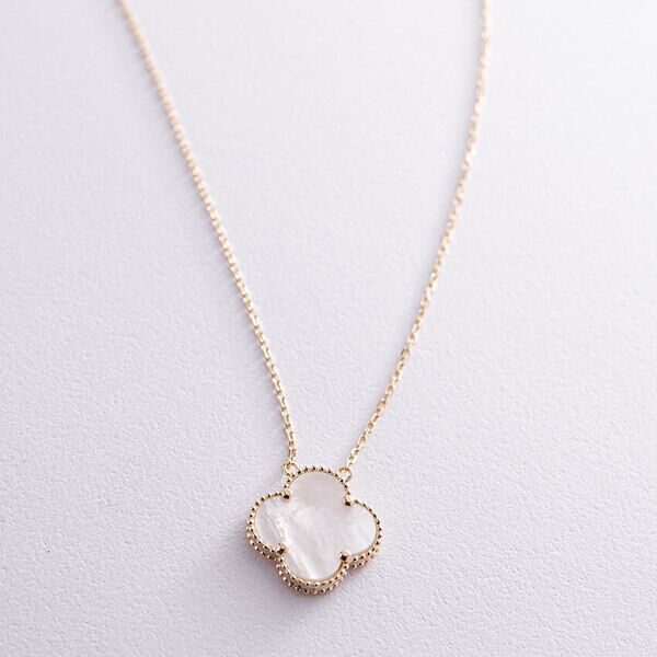 Кольє з клевером у жовтому (лимонному) золоті 585 проби 037951 детальне зображення ювелірного виробу Кольє з клевером у жовтому (лимонному) золоті 585 проби 037951 детальне зображення ювелірного виробу