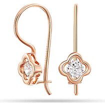 обзорное фото Золотые серьги с фианитом 038552 Серьги с камнями обзорное фото Золотые серьги с фианитом 038552  Серьги с камнями