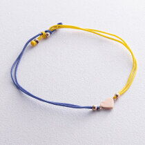 обзорное фото Золотой браслет с желто-голубой ниточкой "Украина в сердце" 037983 Женские золотые браслеты обзорное фото Золотой браслет с желто-голубой ниточкой "Украина в сердце" 037983  Женские золотые браслеты