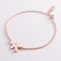 обзорное фото Золотой браслет для мамы мальчика в красном золоте 585 пробы "Сынок" 038000  Женские золотые браслеты