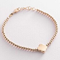 обзорное фото Невероятный браслет в желтом золоте Клевер с шариками 039097 Золотые браслеты без камней обзорное фото Невероятный браслет в желтом золоте Клевер с шариками 039097  Золотые браслеты без камней