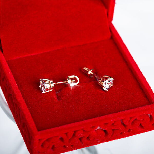 серьги гвоздики с одним камнем