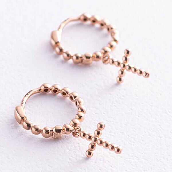 Золотые серьги шарики с крестиком 038747 детальное изображение ювелирного изделия Золотые серьги без вставок Золотые серьги шарики с крестиком 038747 детальное изображение ювелирного изделия Золотые серьги без вставок