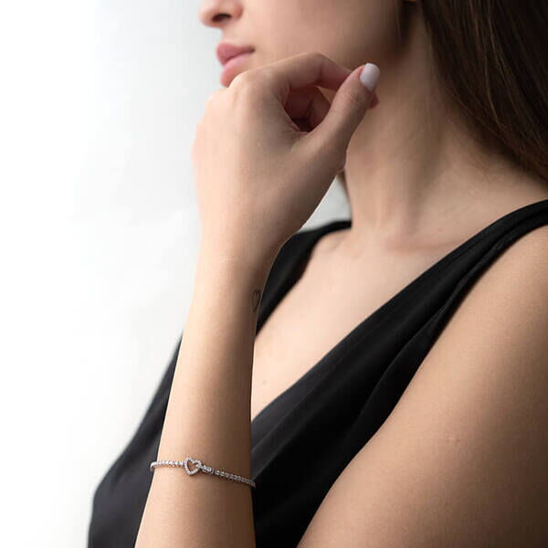 Бриллиантовый браслет с золотом Сердце фото