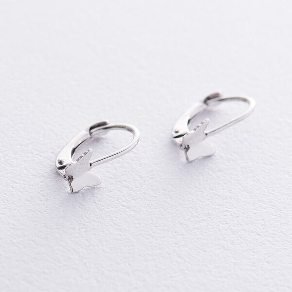 Детские сережки из белого золота Бабочки 036905 детальное изображение ювелирного изделия Золотые серьги Детские сережки из белого золота Бабочки 036905 детальное изображение ювелирного изделия Золотые серьги