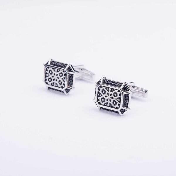 Запонки в белом золоте с чернением 025230 детальное изображение ювелирного изделия Золотые запонки Запонки в белом золоте с чернением 025230 детальное изображение ювелирного изделия Золотые запонки