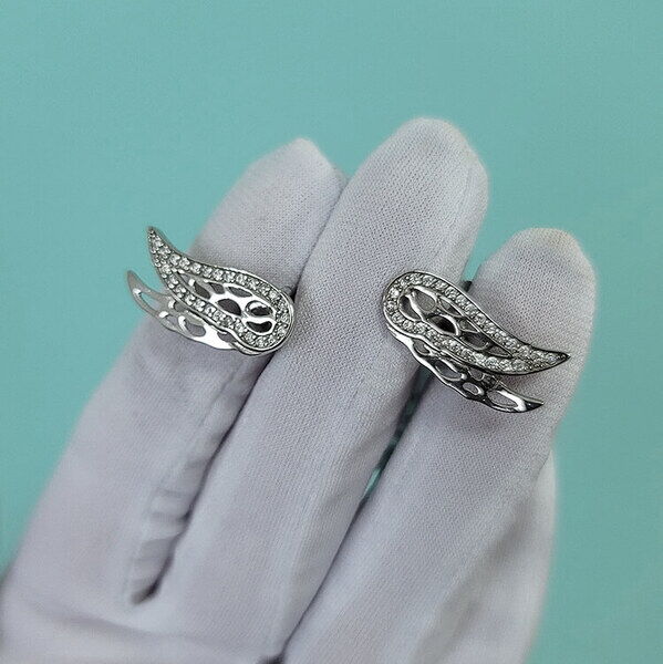 серебряные серьги пусеты крылья с фианитами серебряные серьги пусеты крылья с фианитами
