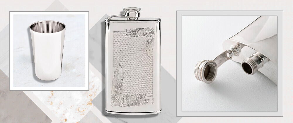 Срібна фляга з візерунками Срібна фляга з візерунками