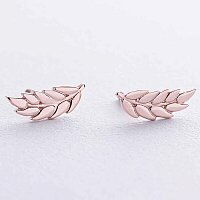 Серьги - пусеты Золотые Колоски в красном золоте без вставок 039084