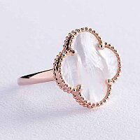 Кольцо Клевер в красном золоте с перламутром в красном золоте 038654