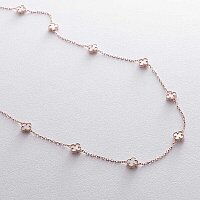 Невероятное mini колье из красного золота Клевер с перламутром 038574