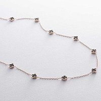 Невероятное mini колье из желтого золота Клевер с ониксом 038570