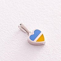 Золотой подвес с эмалью "С Украиной в сердце", белое золото, эмаль 037477 