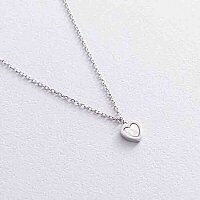 Колье в белом золоте с перламутровым сердцем 039156