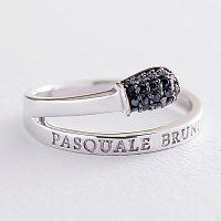 Золотое кольцо в стиле Pasquale Bruni Спичка с черными фианитами 031763
