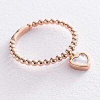 Золотое кольцо шарики с перламутровым сердечком 038677