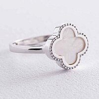 Кольцо Клевер в былом золоте с перламутром 038652