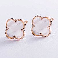 Серьги с перламутром Клевер на английской застежке 038444