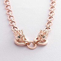 Колье из красного золота Пантеры с зелеными фианитами 039128