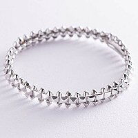 Жесткий браслет Тереза в белом золоте без вставок 039285