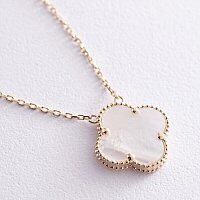 Колье с клевером в желтом (лимонном) золоте 585 пробы  037951