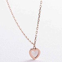 Золотое колье Сердечко с перламутром 038775