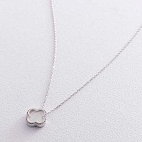 Колье из белого золота Клевер с перламутром 038580