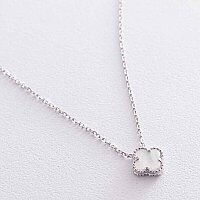 Золотое колье с перламутром Клевер 038590