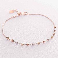 Золотой браслет с ажурными шариками в комбинированном золоте 039116