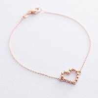 Золотой браслет в оригинальном стиле с сердечком без вставок 037717