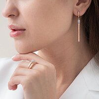 Золотые серьги Спички с фианитами 031675