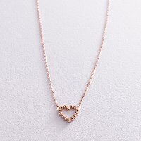 Золотое колье в оригинальном стиле с сердечком без вставок 037715