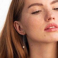 Серьги - протяжки в красном золоте с перламутром Сердце 039152