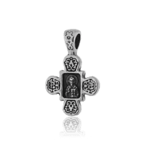 обзорное фото Серебряный нательный крест с чернением 030675  Серебряные подвески крестики