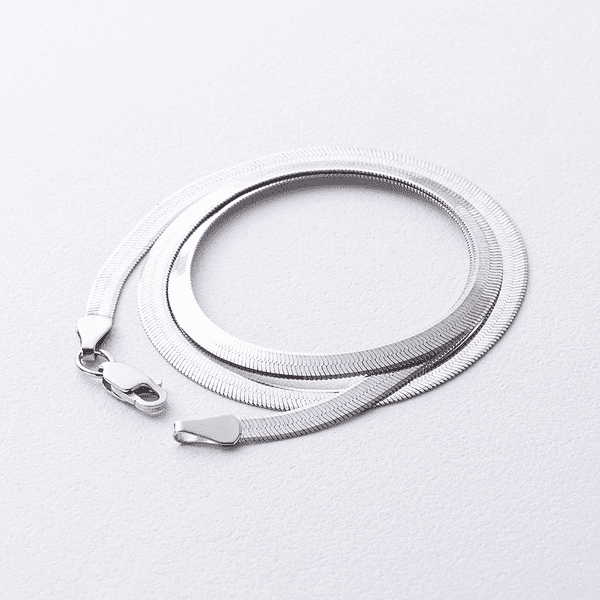 Кольє-ланцюжок тонда плоский снейк в білому золоті 5 мм 585 проби без вставок Кольє-ланцюжок тонда плоский снейк в білому золоті 5 мм 585 проби без вставок