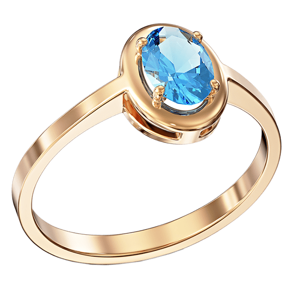 Золота каблучка з блакитним овальним топазом небесного кольору 040262 детальне зображення ювелірного виробу Золота каблучка з блакитним овальним топазом небесного кольору 040262 детальне зображення ювелірного виробу