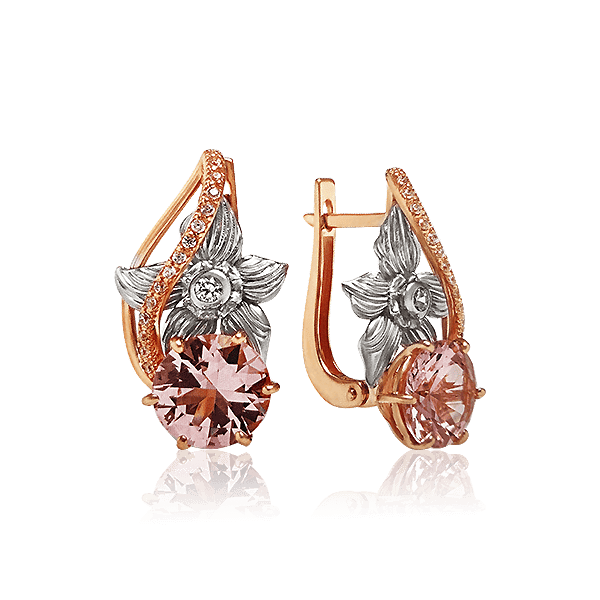 Золотые серьги с морганитом и фианитами 030468 детальное изображение ювелирного изделия Золотые серьги с морганитом Золотые серьги с морганитом и фианитами 030468 детальное изображение ювелирного изделия Золотые серьги с морганитом