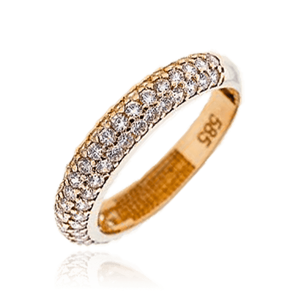 Женское обручальное кольцо с фианитами 036728 детальное изображение ювелирного изделия Золотые кольца