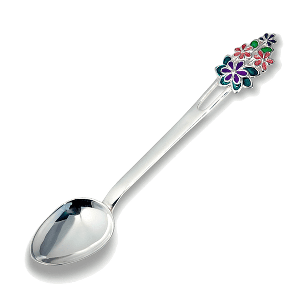 Серебряная ложка Цветочная поляна с эмалью 031838 детальное изображение ювелирного изделия Серебряные детские ложечки Серебряная ложка Цветочная поляна с эмалью 031838 детальное изображение ювелирного изделия Серебряные детские ложечки