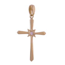обзорное фото Золотой крестик с цирконием 402401  Декоративные золотые крестики
