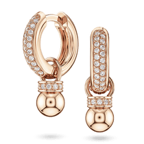 обзорное фото Золотые серьги-конго с шариком и дорожками фианитов 041276 Золотые серьги с фианитом обзорное фото Золотые серьги-конго с шариком и дорожками фианитов 041276  Золотые серьги с фианитом