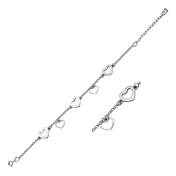 Серебряный браслет на руку молодежный Сердечка 036872 детальное изображение ювелирного изделия Серебряные браслеты Серебряный браслет на руку молодежный Сердечка 036872 детальное изображение ювелирного изделия Серебряные браслеты