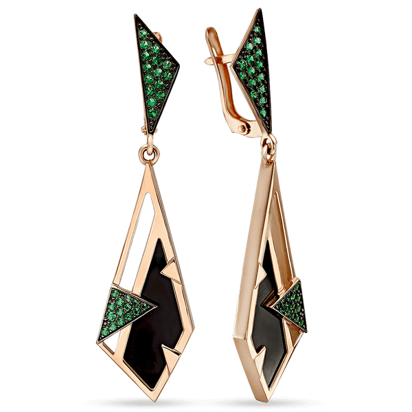 Серьги золотые в геометрическом стиле с агатом и фианитами 034378 детальное изображение ювелирного изделия Золотые серьги с агатом Серьги золотые в геометрическом стиле с агатом и фианитами 034378 детальное изображение ювелирного изделия Золотые серьги с агатом