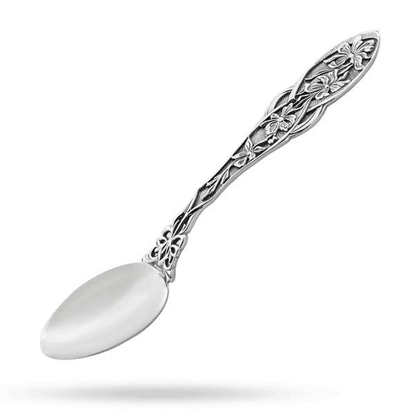 Чайная ложка из серебра Незабудки 030160 детальное изображение ювелирного изделия Серебряная чайная ложка Чайная ложка из серебра Незабудки 030160 детальное изображение ювелирного изделия Серебряная чайная ложка