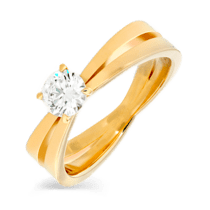обзорное фото Помолвочное кольцо с бриллиантом из желтого золота 024523  Золотые кольца для помолвки с бриллиантом