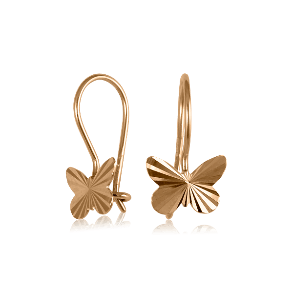 Золоті дитячі сережки Метелики 025138 детальне зображення ювелірного виробу