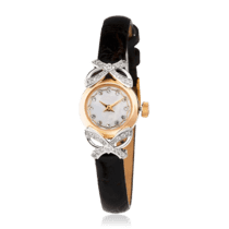 обзорное фото Элегантные золотые часы на руку с кожаным ремешком 036140  Золотые часы